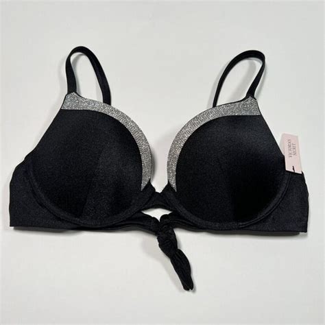 Victoria S Secret Swim Victoria Secret 36c Very Sexy Push Up Bikini Top Shine Trim Back Tie