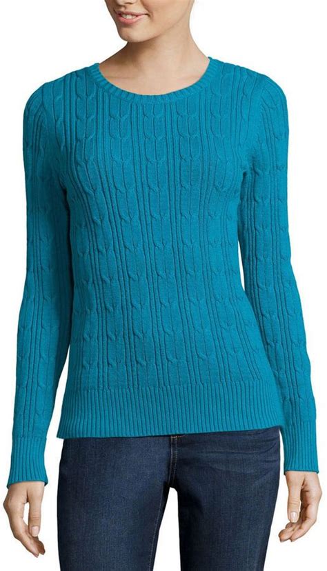 ST JOHN S BAY Long Sleeve Essential Cable Knit Sweater Cable Knit