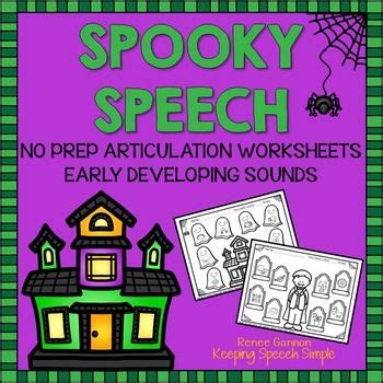 Spooky Speech No Prep Articulation Worksheets For Early Sounds