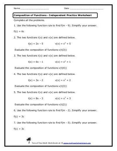 Composition Function Worksheets