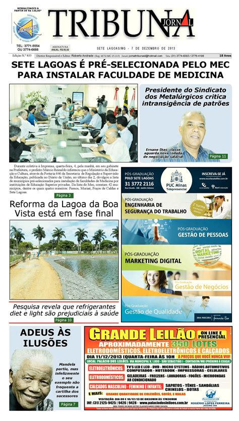 Calam O Jornal Tribuna De Sete Lagoas Edi O