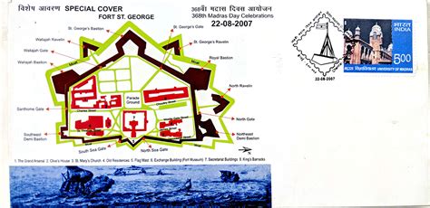 Vintage Map Phases of Fort St George Chennai - Past-India