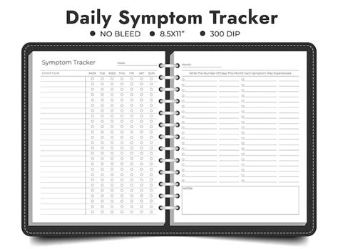 Premium Vector Daily Symptom Tracker Printable Symptoms Journal Medical Tracker