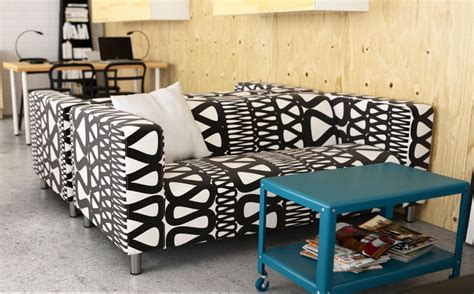 IKEA Klippan Sofa SLIPCOVER Cover STORLIEN BLACK White MOD RETRO Print ...