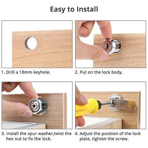 Tanice Cam Lock 4 Pack 25mm Cabinet Locks Secure Important Files And