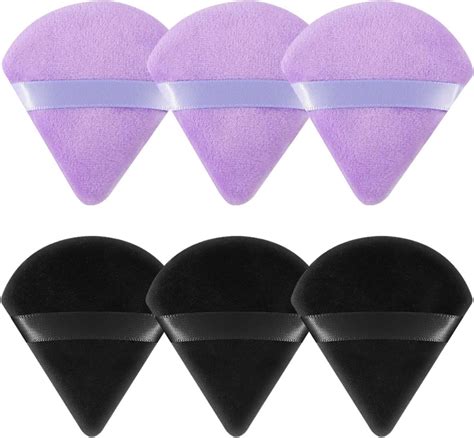 Lot de 6 Houppette Maquillage Triangle Bouffée de Poudre en Coton