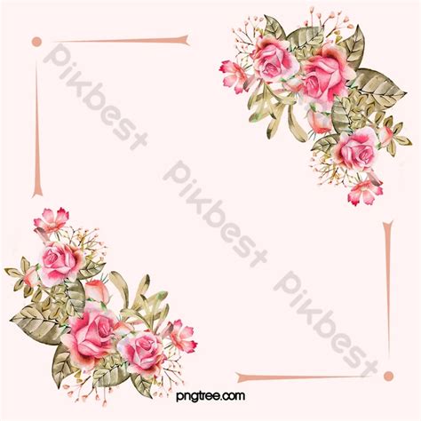 Watercolor Flower Border Pink Wedding Flowers Background | PSD Free ...