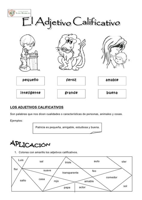 Actividades Para Enseñar Adjetivos Calificativos Ficha Online De Adjetivos Calificativos Para