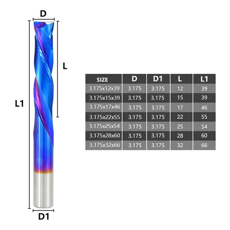 Up Down Cutter Flute End Mill Nano Blue Coating Grandado