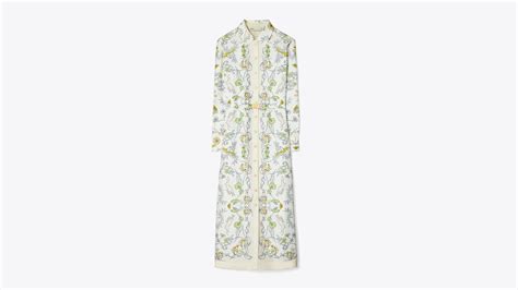 Printed Silk Twill Shirtdress Women S Designer Dresses Tory Burch