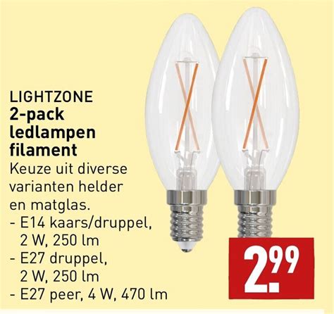 Lightzone 2 Pack Ledlampen Filament Aanbieding Bij ALDI