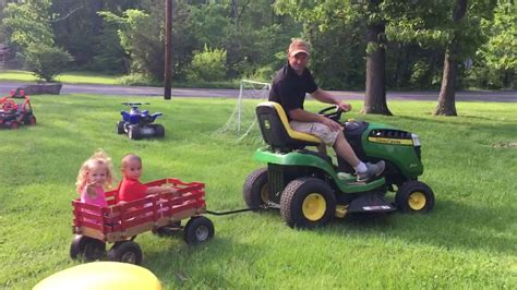 Wagon Ride By Hooking In A Lawn Mower Tractor 😁 Youtube