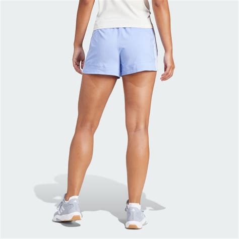 Adidas Pacer Training Stripes Woven High Rise Shorts Blue Adidas