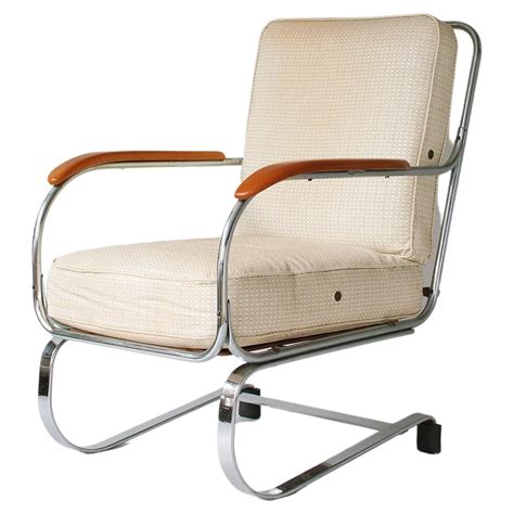 Classic Art Deco Machine Age Tubular Chrome Lounge Chair By Kem Weber