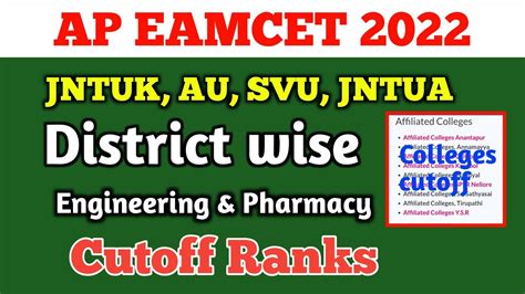 Districts Wise Engineering Pharmacy Colleges Cutoffs Ap Eamcet