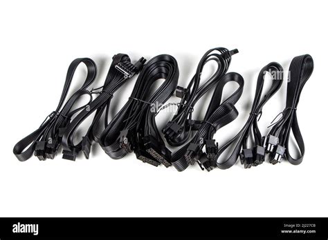 Computer power supply cables isolated on a white background Stock Photo