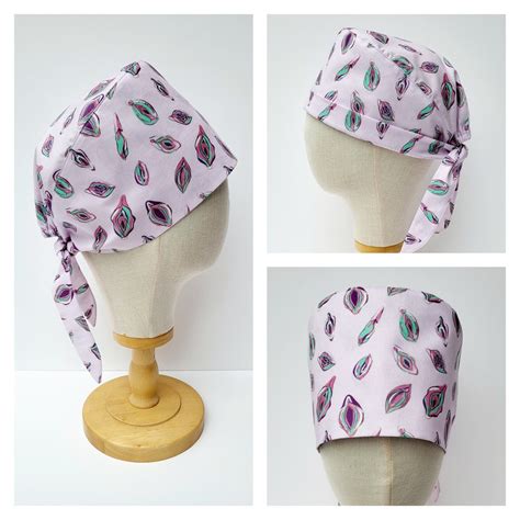 OBGYN Vulva Petals Print Surgical Scrub Hat Midwife Vulva Print Scrub