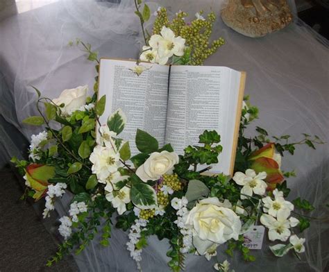 Beautiful Centerpiece With Bible Church Altar Decorations Church