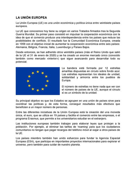 Unioneuropea La Union Europea Historia La UniÓn Europea La Unión