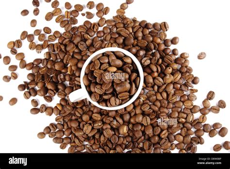 Cup Filled With Coffee Beans Stock Photo Alamy