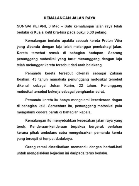 Contoh Karangan Berita Tahun 6 Format Dan Contoh Penulisan Karangan