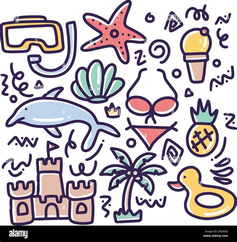 Hand Drawn Beach Doodle Stock Vector Image Art Alamy