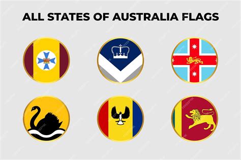 Premium Vector | All states of australia buttons flags vector template