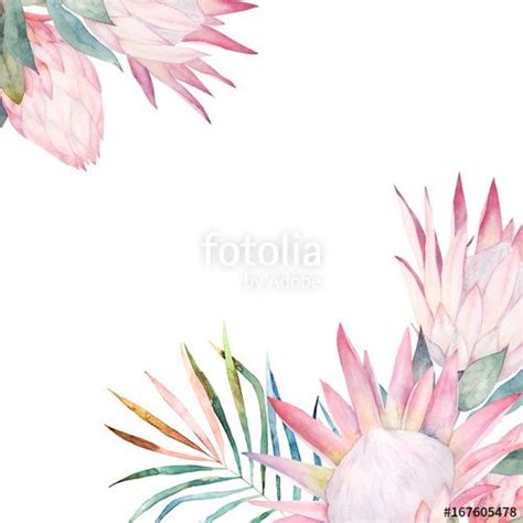 Baixe A Foto Royalty Free Floral Card With Protea Watercolor Template