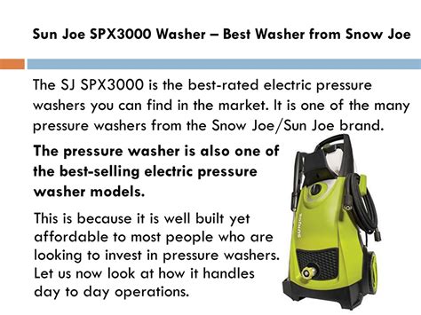 Ppt Sun Joe Spx3000 Pressure Washer In Depth Review Powerpoint Presentation Id8530198