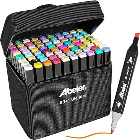 Amazon ABEIER 80 Colors Alcohol Based Markers Dual Tip Drawing