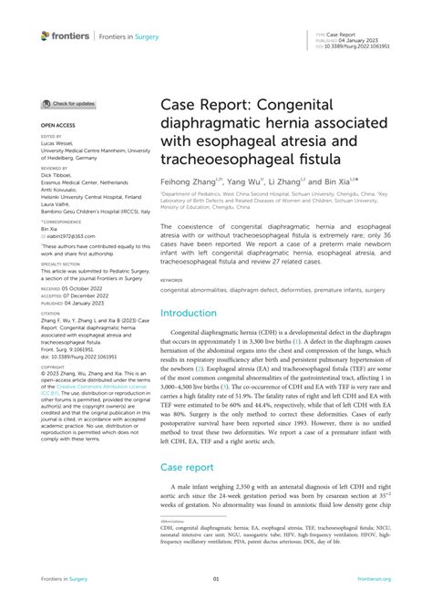 Pdf Case Report Congenital Diaphragmatic Hernia Associated With