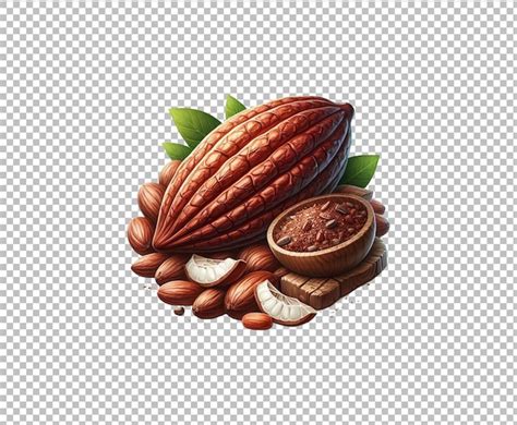 Premium Psd Fresh Cocoa Beans Isolated Transparent Background Ai