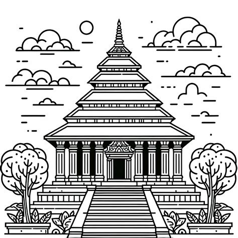 Szablon malarski świątyni za darmo – Wysokiej jakości obrazek do