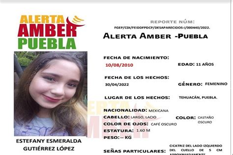 Activan Alerta Amber Para Localizar A Estefany En Puebla