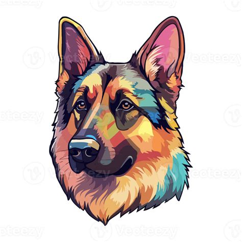 Colorful German shepherd Dog, German shepherd Portrait, Dog Sticker ...