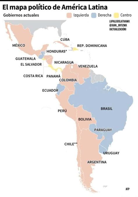 El Mapa Politico De America Latina Gobiernos Actuales Izquierda Derecha