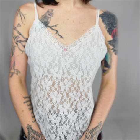 Angelic Sheer Lace Coquette Cami Tank Top All Depop