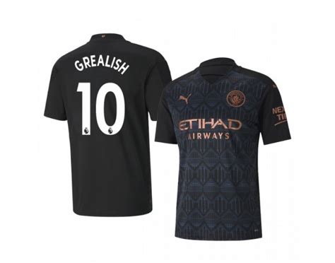 KIDs 2020-21 Manchester City Jack Grealish Black Away Authentic Jersey