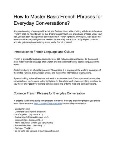 How to Master Basic French Phrases for Everyday Conversations? by CCube ...