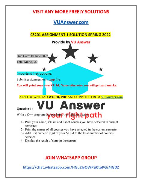 Cs Assignment Solution Spring By Vu Answer Vuanswer Cs