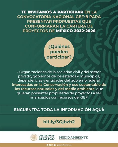 Semarnat México On Twitter 📌 Quedan Pocos Días Para Participar En La Convocatoria Nacional Gef