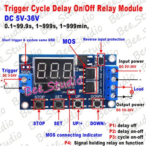 Dc V V V Led Display Cycle Timer Delay Switch Turn Off On Time