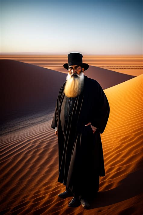 Lexica Turkmen Basmach In A Woolen Black Hat In A Striped Sandy Robe