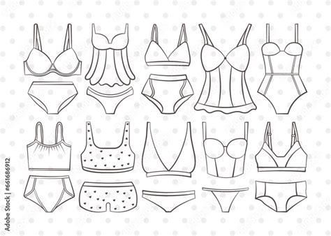 Lingerie Outline Svg Women S Lingerie Svg Sexy Sleepwear Svg Bra Svg