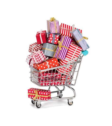 Shopping Cart Filled With Ts Stock Photo Image Of Brown Shop