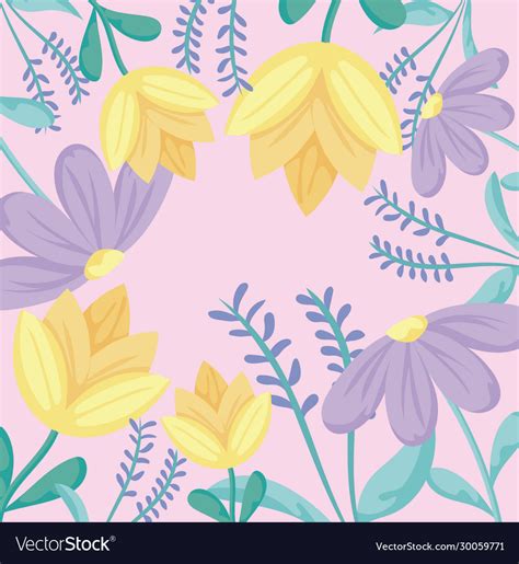 Floral background with purple and yellow flowers Vector Image