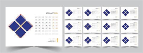 Kalender 2024 Planer Unternehmensvorlage Design Set Woche Beginnt