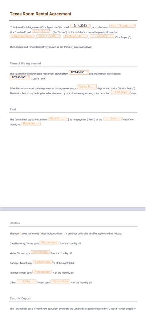 Free Texas Room Rental Agreement Template PDF Templates Jotform