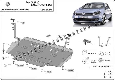 Protection sous moteur et de la boîte de vitesse VW Golf 6