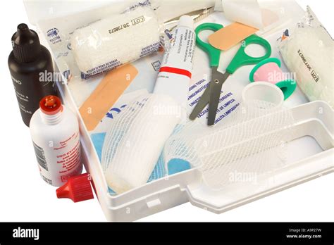 Opened First Aid Kit Box Stock Photo Alamy